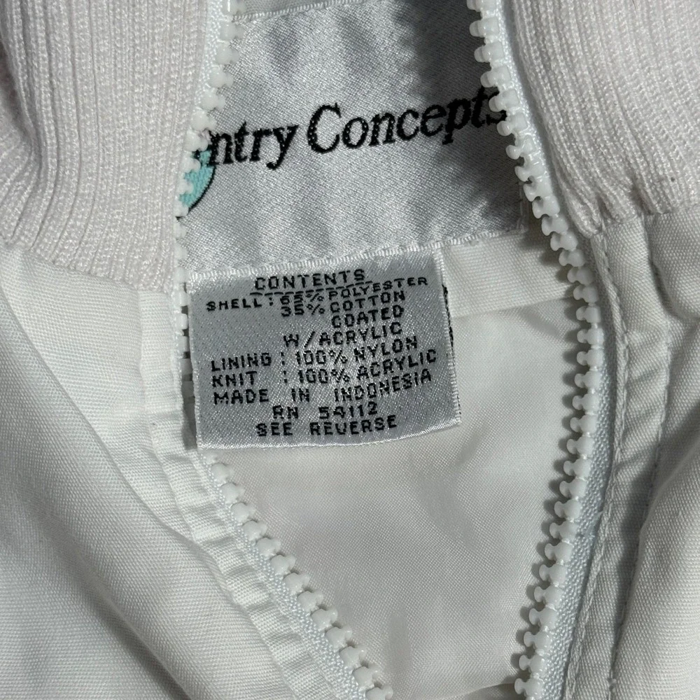 1980's‎ Country Concepts Womens Jacket Full Zip Coat Windbreaker L. White Bomber